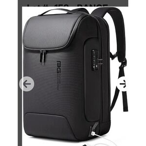 BANGE Anti-Theft Backpack, USB3.0 17.3" Black NWT